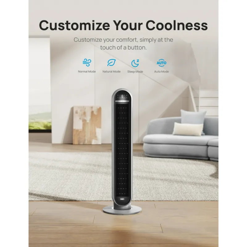 Photo 1 of **NO BOX**DREO Tower Fan, 36" Floor Fans for Home, 24ft/s Velocity Quiet, 90° Oscillating Fans with Remote, 4 Modes, 4 Speeds, 8H Timer, LED Display Standing Fan, Black Silver
