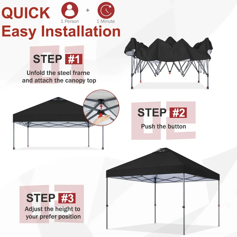 Function Canopy ABCCANOPY 10 ft x 10 ft Easy Pop up Outdoor Portable Instant One Push ...