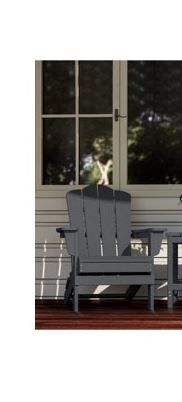 Photo 1 of 1 PC Adjustable Backrest Folding Adirondack Chair W/ Cup Holder Outdoor Patio Chair Gray
