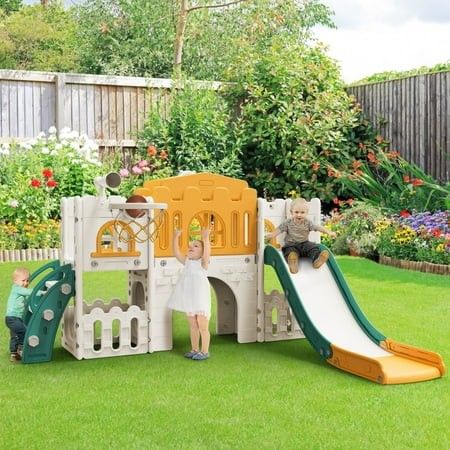 Photo 1 of ***Partial set****
WFUN 9 in 1 Outdoor Freestanding Kids Slide Set for Toddlers Age 1+ Playground Set for Backyard Yellow & Green
