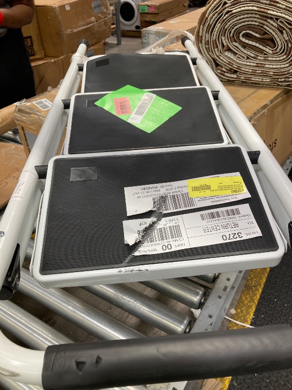 Photo 1 of ***It is used and a little sunken*3 Step Ladder, Portable Steel Folding Step Stool with Wide Anti-Slip Pedal & Convenient Handgrip, 500lbs Sturdy Steel Ladder, White