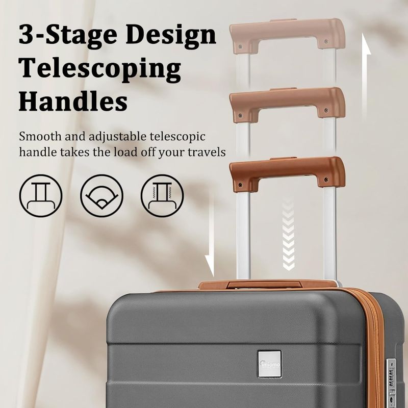 Photo 1 of 

****the wheel is missing*****imiomo Hard Shell Luggage Sets 3 Piece for Women, Lightweight Hardside Rolling Suitcase Set with Spinner Wheels and TSA Lock, Grey