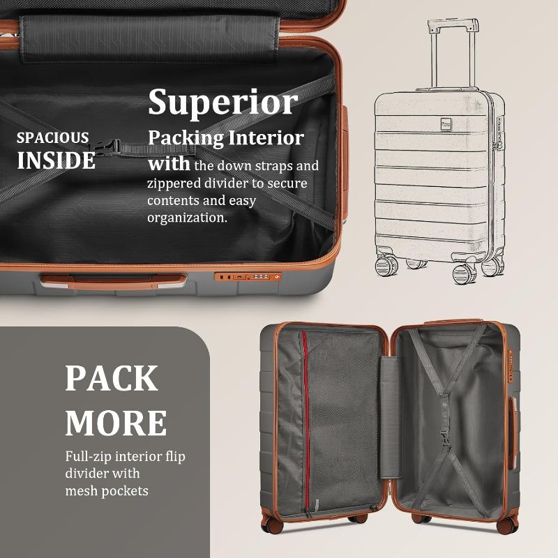 Photo 1 of 

****the wheel is missing*****imiomo Hard Shell Luggage Sets 3 Piece for Women, Lightweight Hardside Rolling Suitcase Set with Spinner Wheels and TSA Lock, Grey