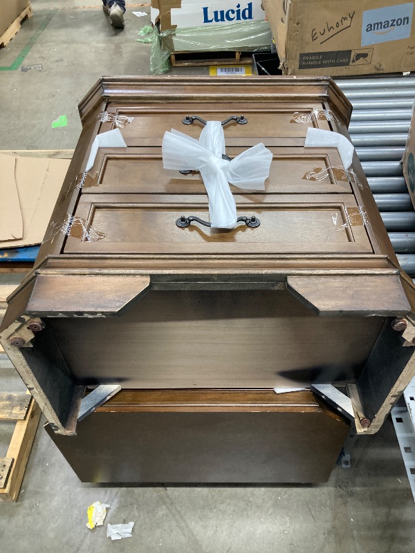 Photo 1 of ***There are 2 of them and they are both bald Roundhill Furniture Maderne Traditional Wood Drawer Nightstand, Antique Walnut Finish