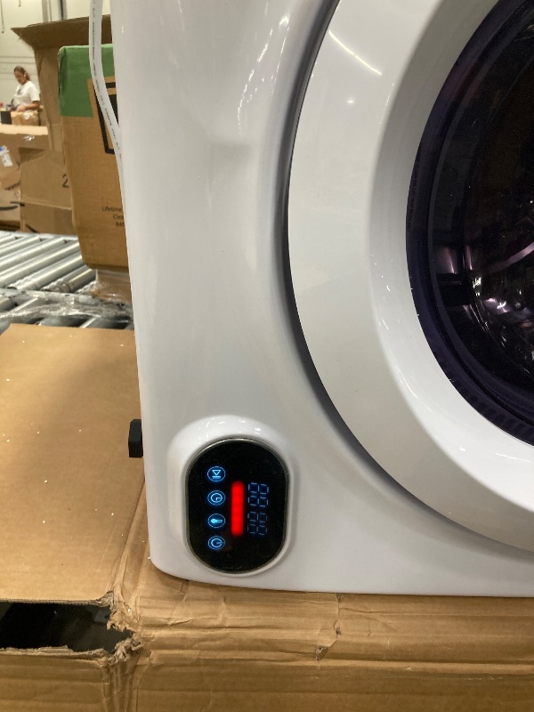 Photo 1 of *****THE DOOR DOESN'T CLOSE AND IS SUBMERGED *****Euhomy Compact Laundry Dryer, 3.5 cu ft Front Load Stainless Steel Clothes Dryers With Exhaust Pipe, 1500W, LCD Control Panel Four-Function Portable Dryer For Apartments, Home, Dorm, White