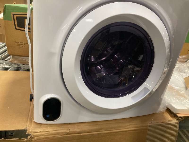 Photo 1 of *****THE DOOR DOESN'T CLOSE AND IS SUBMERGED *****Euhomy Compact Laundry Dryer, 3.5 cu ft Front Load Stainless Steel Clothes Dryers With Exhaust Pipe, 1500W, LCD Control Panel Four-Function Portable Dryer For Apartments, Home, Dorm, White