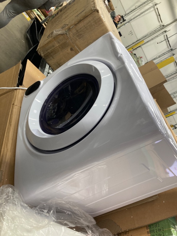 Photo 1 of *****THE DOOR DOESN'T CLOSE AND IS SUBMERGED *****Euhomy Compact Laundry Dryer, 3.5 cu ft Front Load Stainless Steel Clothes Dryers With Exhaust Pipe, 1500W, LCD Control Panel Four-Function Portable Dryer For Apartments, Home, Dorm, White
