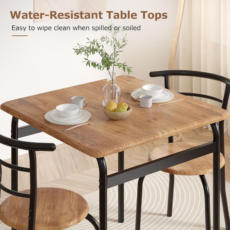 Photo 1 of ****** it is used and it is not known if it is complete*******VECELO 3 Piece Dining Table & Chairs Set for 2, Metal and Wooden Square Kitchen Dinette Set for Small Space, Breakfast Nook, Saving Space, Grey