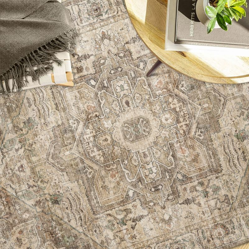 Photo 1 of ***THE MODEL MAY VARY****
BERTHMEER, Gold Brown Area Rugs for Living Room Dining Room Traditional Oriental Washable Rugs Non-slip
