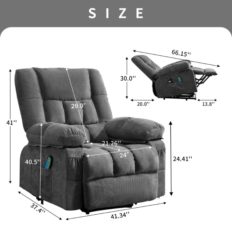 Photo 1 of ***THE MODEL MAY VARY****
Large Power Lift Recliner Chair with Massage and Heat for Elderly Overstuffed Wide Recliners Heavy Duty Reclining Mechanism with USB Ports
