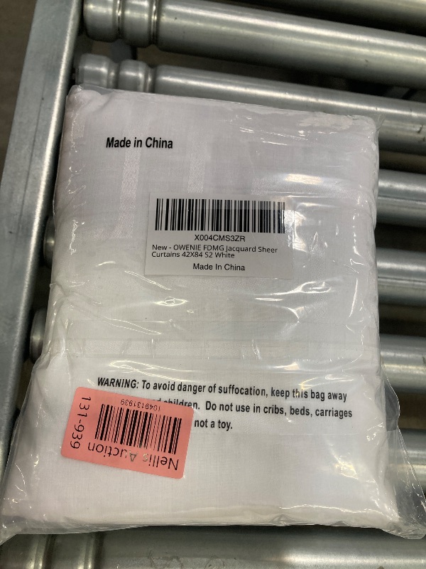 Photo 1 of ***The photo and description is reference, the item is different.OWENIE Sheer White Curtains 84 Inches Long 2 Panels Set for Bedroom, Light Filtering Geometric Jacquard Clip Textured Window Curtain, Modern Farmhouse Curtains for Living Room, Total Wide 84