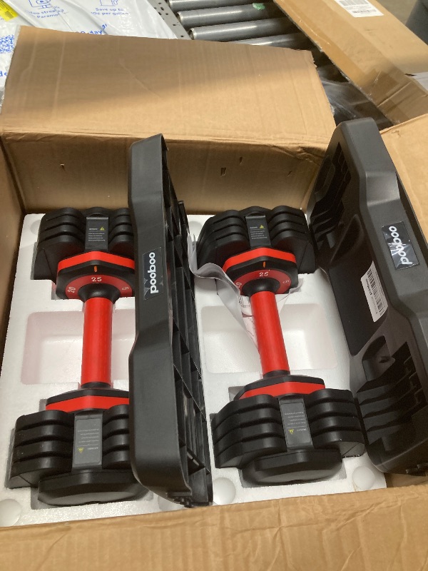 Photo 1 of (1 Pair) LNOW 50lbs Quick Select Adjustable Dumbbells for Home Gym 5 in 1 Free Weights 5/10/15/20/25lb/50lb Dumbbell with Anti-Slip Handle, Suitable for Home Gym Exercise Equipment