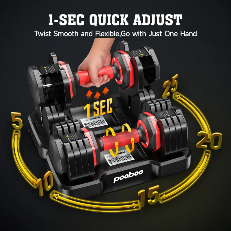 Photo 1 of (1 Pair) LNOW 50lbs Quick Select Adjustable Dumbbells for Home Gym 5 in 1 Free Weights 5/10/15/20/25lb/50lb Dumbbell with Anti-Slip Handle, Suitable for Home Gym Exercise Equipment