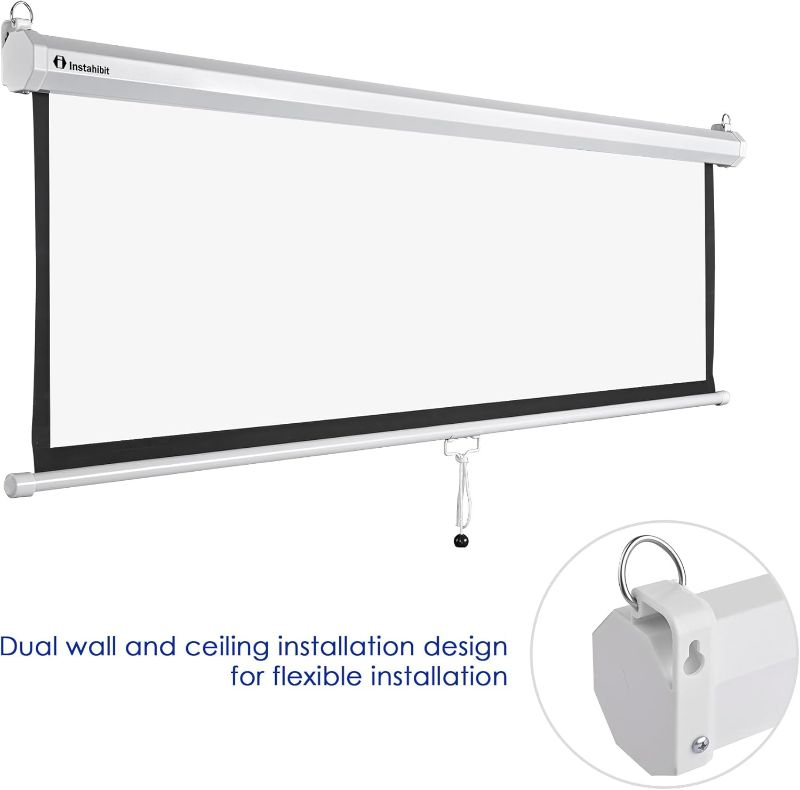 Photo 1 of  84" PULL DOWN, MANUAL PROJECTOR SCREEN