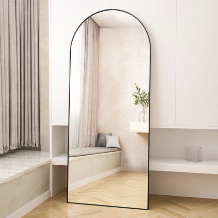 Photo 1 of ***DECORATICE PIECE FOR TOP OF MIRROR IS MISSING**NOT IN STOCK PHOTO***


BEAUTYPEAK 71 X 26 Oversized Full Length Mirror Arch Standing Floor Mirror Full Body Mirror Black