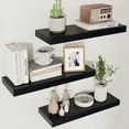 Photo 1 of  Wood Floating Shelves, Hanging Float Shelf for Wall Mounted Decorative Shelves, 16 x 5.9in, 3 Set of, Black
