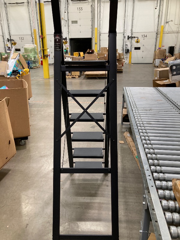 Photo 1 of **DAMAGE TOP RAILING-SEE PICS**SOLADDER 6 Step Ladder for 12 Feet High Ceiling, Folding Step Stool with Handgrip & Anti-Slip Wide Pedal, Portable Lightweight Aluminum Stepladder for Kitchen, Home (300 lbs Capacity) - Black