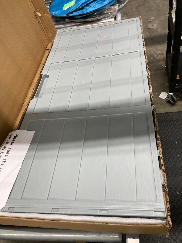 Photo 1 of  75 Gallon Outdoor Large Waterproof Storage Patio Deck Box On Wheels with Handles, Grey