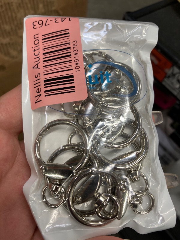 Photo 1 of 12pcs Round Spring Snap Hooks Swivel Ring Carabiner Clips Eyelet O Rings Buckle for Bags Belts Keychain Purses DIY Accessory (Silver)