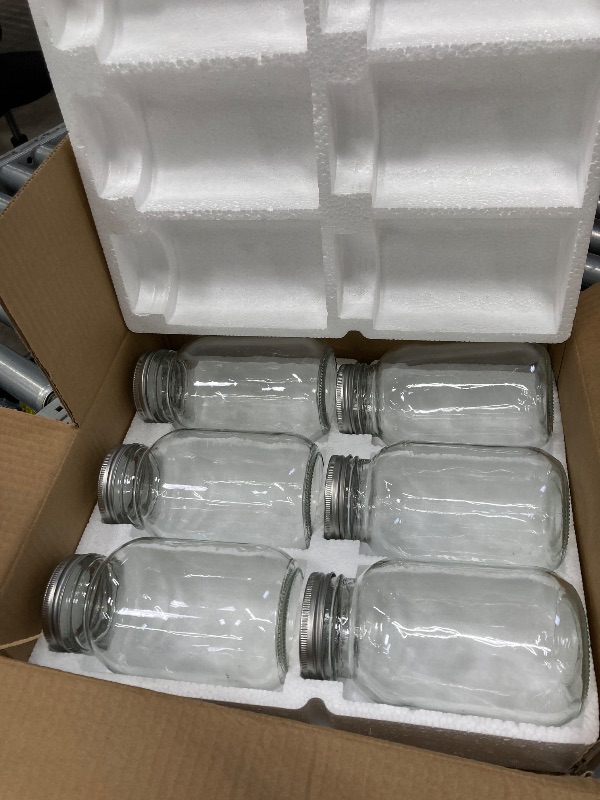 Photo 1 of [6 Pack] 32 oz. Regular-Mouth Glass Mason Jars - with Metal Airtight Lids and Bands 1 quart Large for Canning, Preserving, & Meal Prep