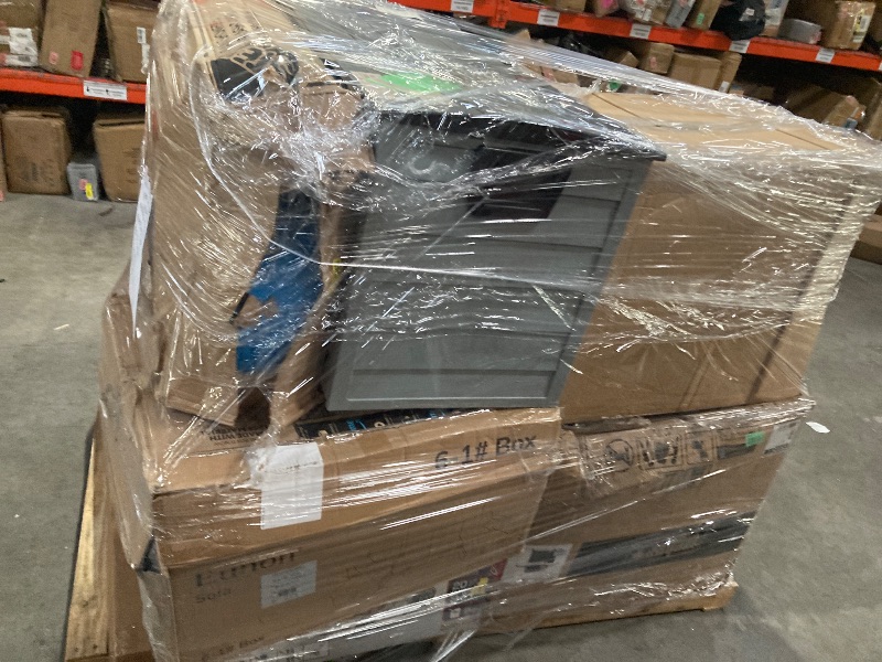 Photo 1 of ****no returns accepted***** final sale *****pallet   *****Pallet with different patio items such as grill, grass cutting machine, storage and much more. Final sale. Maybe parts are missing and do not work. Retail price is for part... Final sale. Returns 
