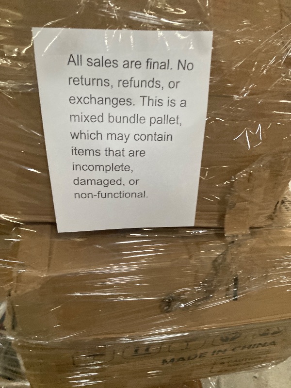 Photo 1 of ****no returns accepted***** final sale *****pallet   *****Pallet with different patio items such as grill, grass cutting machine, storage and much more. Final sale. Maybe parts are missing and do not work. Retail price is for part... Final sale. Returns 