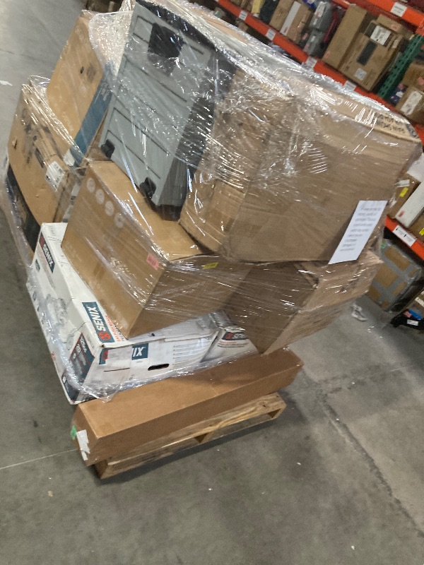 Photo 1 of ****no returns accepted***** final sale *****pallet   *****Pallet with different patio items such as grill, grass cutting machine, storage and much more. Final sale. Maybe parts are missing and do not work. Retail price is for part... Final sale. Returns 