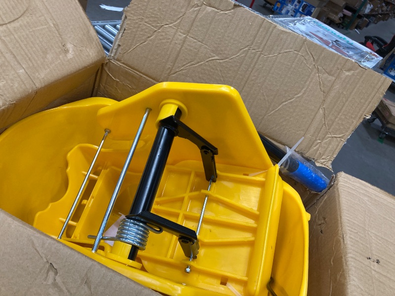 Photo 1 of ***missing parts used***Amazon Basics Side Press Wringer Combo Commercial Floor Cleaning Rectangular Mop Bucket on Wheels, 35-Quart, Yellow