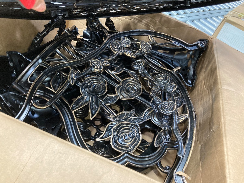 Photo 1 of * used missing parts * JARDIN DE CENTENNIAL Patio Bistro Set.Rust-Resistant Cast Aluminum Bistro Table Set with Umbrella Hole for Backyard (Rose Copper)