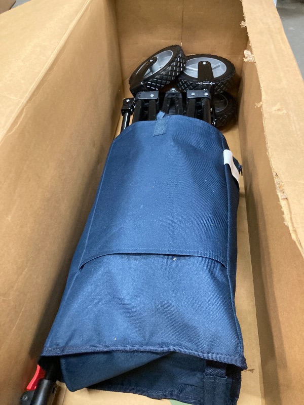 Photo 1 of *used***Timber Ridge Collapsible Outdoor Folding Wagon Cart Heavy Duty Camping Patio Shopping Garden Cart with Side Bag Cup Holder, Blue