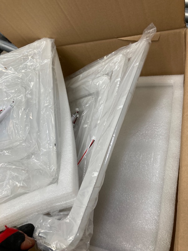 Photo 1 of ***used missing parts**** 6 pcs Modern LED Ceiling Light,41.7in White Modern LED Ceiling Light Dimmable for Living Room,6 Square Frame Acrylic with Remote Ceiling Lamps for Kitchen Bedroom Dining Room