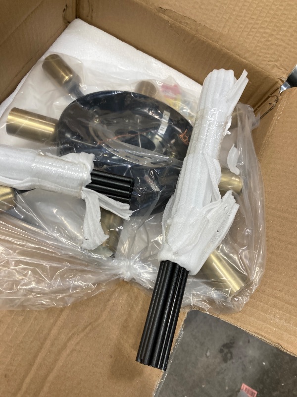 Photo 1 of  ***USED MISSING PARTS**** Yunnix Semi Flush Mount 8 Light Gold Chandelier Sputnik Ceiling Metal Ceiling Light Gold Modern Dining Room Light Fixture for Farmhouse Kitchen Bedroom Bathroom Hallway Living Room Black and Gold