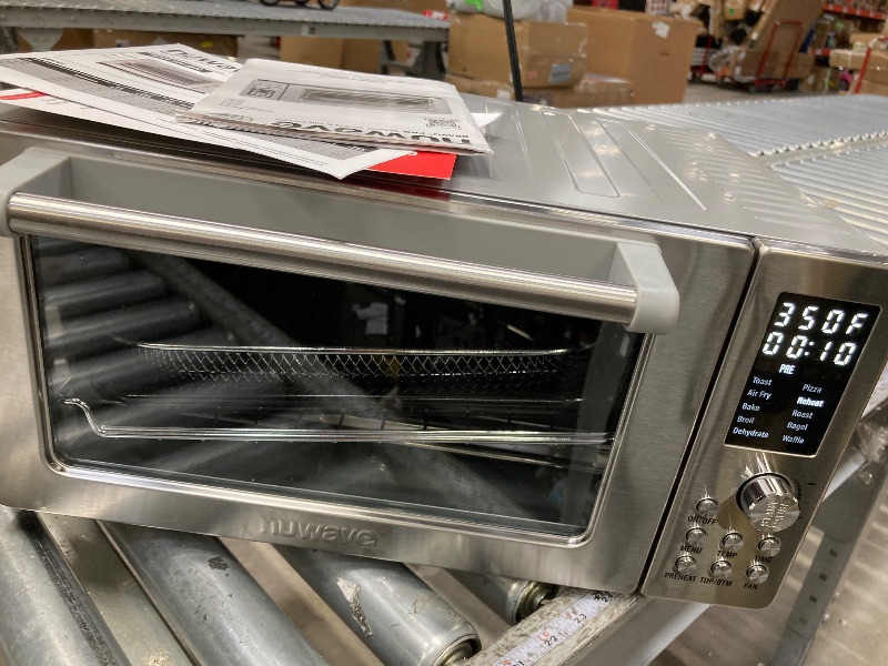 Photo 1 of  *used* Nuwave Bravo Air Fryer Toaster Smart Oven, 10-in-1 Countertop Convection, 1800 Watts, 21-Qt Capacity, 50°-450°F Temp Controls, Top and Bottom Heater Adjustments 0%-100%, PFAS Free, Stainless Steel