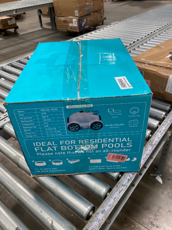 Photo 1 of ****IT WAS NOT TESTED BECAUSE IT DID NOT HAVE THE CONNECTOR. IT IS USED AND IT IS NOT KNOWN IF IT WORKS.****Hinice Cordless Robotic Pool Cleaner,Automatic Pool Vacuum Robot for In-Ground/Above Ground Pools,150 Min Runtime, IPX8 Waterproof, 2200 Sq Ft Cove