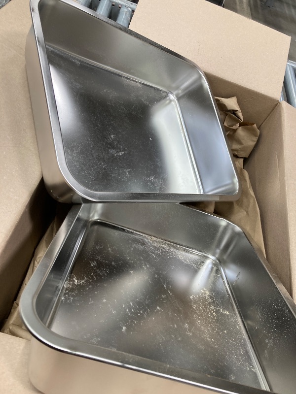 Photo 1 of  **THERE ARE TWO AND THERE IS ONE THAT HAS A SUMI SIDE**USED***IKITCHEN Stainless Steel Cat Litter Box, Large Metal Litter Pan for Cats, Kitty Litter Box Never Absorbs Odors, Low Side Entry Non Stick, Easy Clean 17.5 x 13.5 x 4 inches