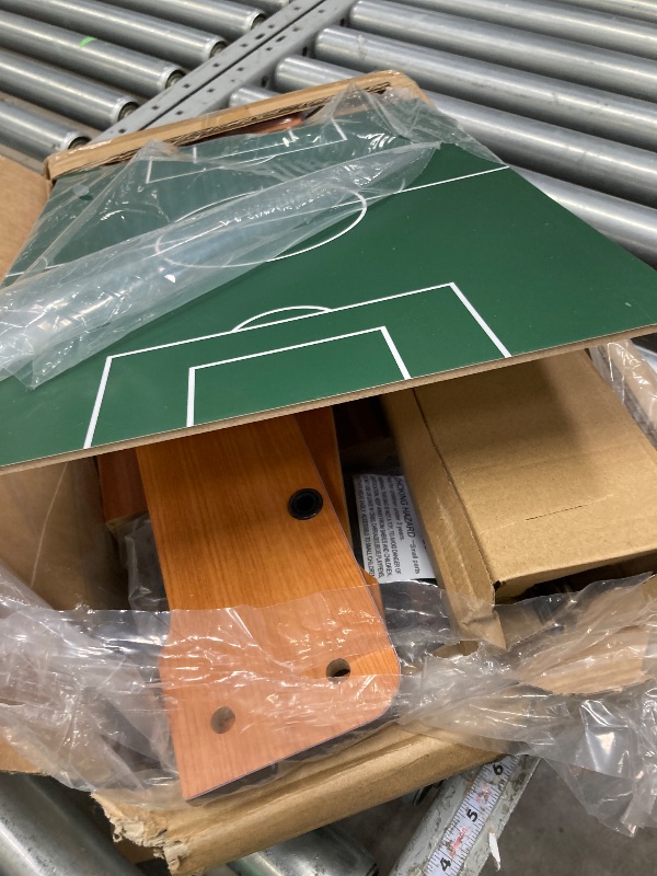 Photo 1 of **missing parts** Tabletop Foosball Table- Portable Mini Table Football / Soccer Game Set with Two Balls and Score Keeper for Adults and Kids by Hey! Play!, Tan/Green