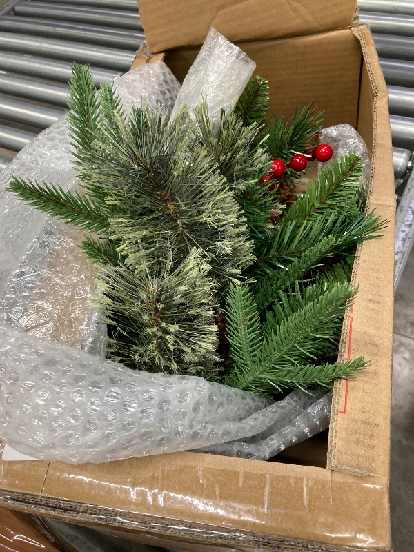 Photo 1 of ***USED**National Tree Company 'Feel Real' Pre-lit Artificial Christmas Urn Filler | Flocked with Mixed Decorations and Pre-strung White LED Lights with Stand | Colonial - 18 Inch