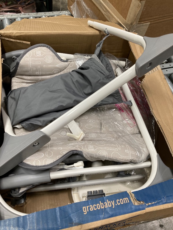 Photo 1 of *MISSING PARTS*  Graco Slim Snacker High Chair, Ultra Slim, Fast-Folding, Multiple Recline Positions, Comfortable Feeding, Whisk