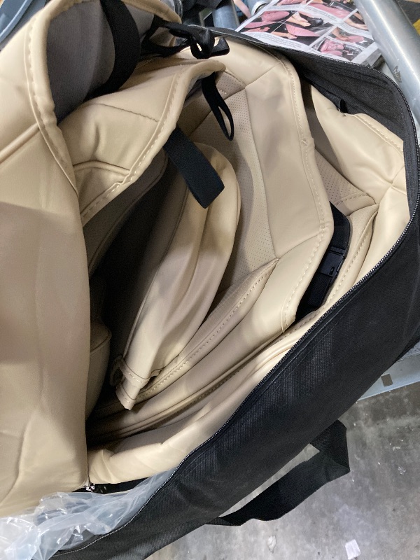 Photo 1 of ***used missing parts **** TIEHESYT Leather Seat Covers Front Pair with Lumbar Support and Headrest, Breathable and Waterproof Car Seat Cover, Universal Seat Covers for Cars, Trucks, SUVs, Airbag Compatible, Beige
