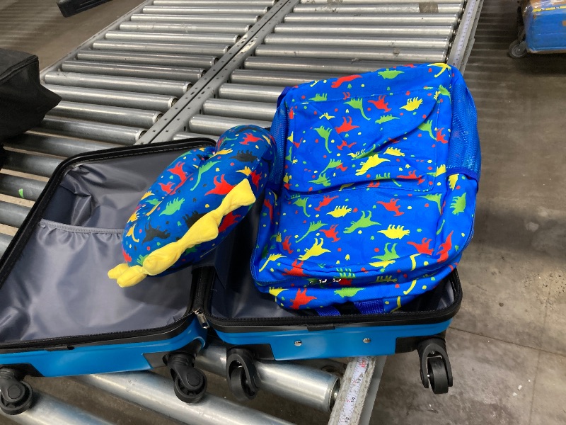 Photo 1 of ***used****Redbaker 6 Pcs Kids Luggage Set 17 Inch Kids Rolling Luggage Double Pattern Suitcase for Girls Boys School Gift(Dark Blue,Dinosaur Style)