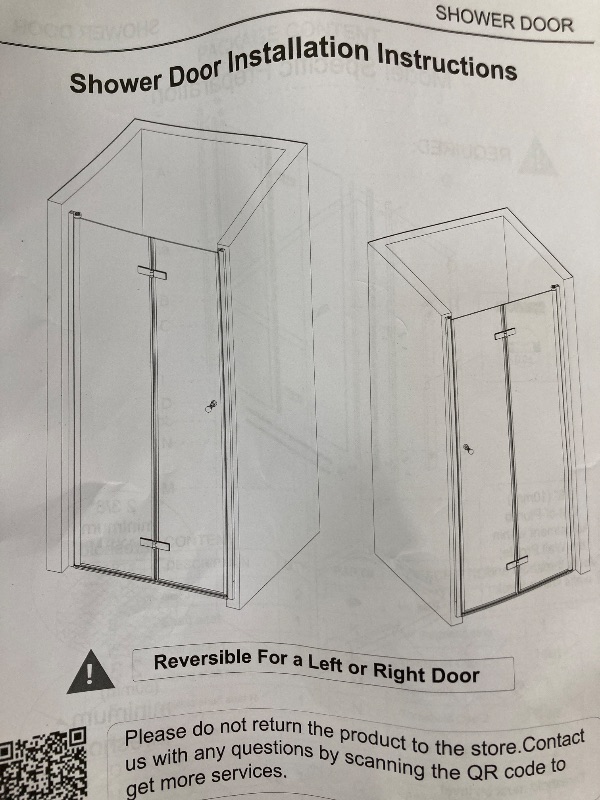 Photo 1 of *** missing parts  used***Bifold Shower Door, 35-36" W × 72" H Frameless Bathroom Glass Folding Shower Doors, Reversible Installation, 1/4" (6mm) Clear Tempered Glass Door for Walk-in Shower, Matte Black