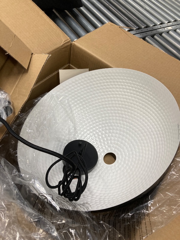 Photo 1 of *missing parts***ELYONA 16 Inch Ash Wood Hammered Pendant Light Fixtures, Large Metal Dome Ceiling Hanging Lamp, Industrial Chandelier for Kitchen Island, Bar, Farmhouse, Dining Table, Hallway, Modern Black