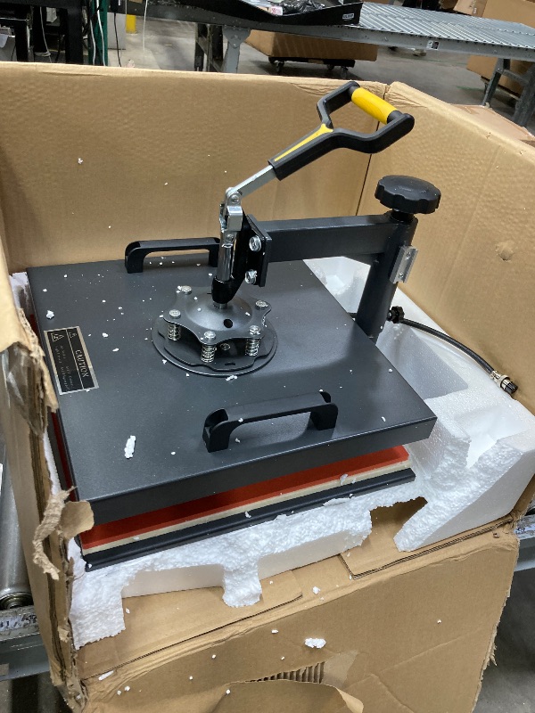 Photo 1 of ***used missing parts *****Happybuy Heat Press Machine - 15 x 15 inch, 2 in 1 with Hat Press, Digital Control for T-Shirts, Hats & Caps, Fast Heating, Black