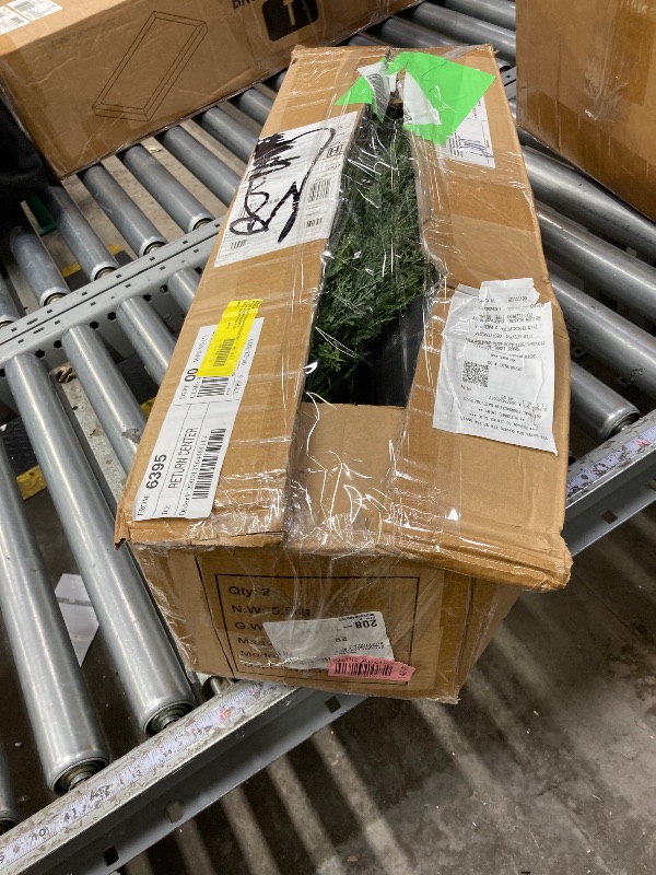 Photo 1 of ***used*** Pack 3ft Artificial Cedar Topiary Trees for Outdoors, Fake Cypress Plants with Solar Light String, Faux uv resistant Plants for Home Front Porch Decor, Housewarming Gift