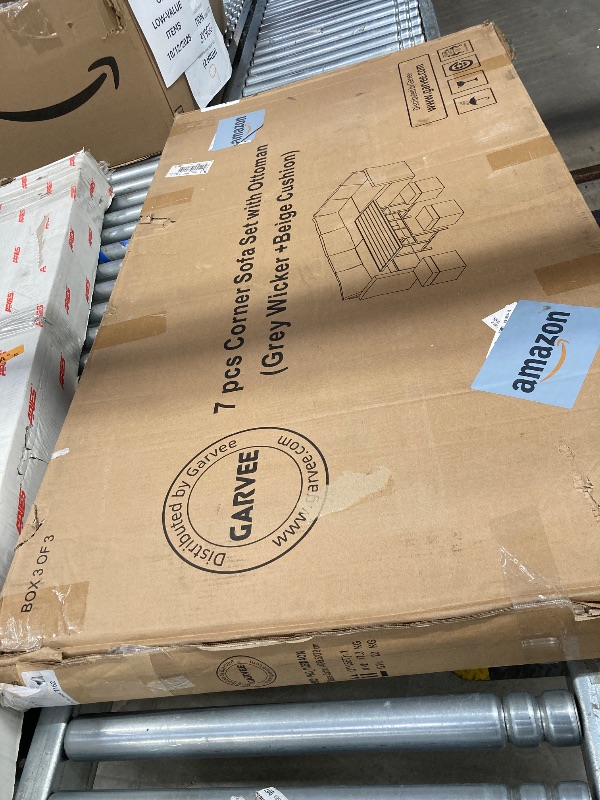 Photo 1 of **Box 3of 3....  This set does not come with a table, only ottoman once the entire set is complete. Stock photo is for reference only. **

7 Pieces Outdoor Patio Furniture Sets, Conversation Sectional Set, Manual Weaving Wicker Patio Sofa with ottoman