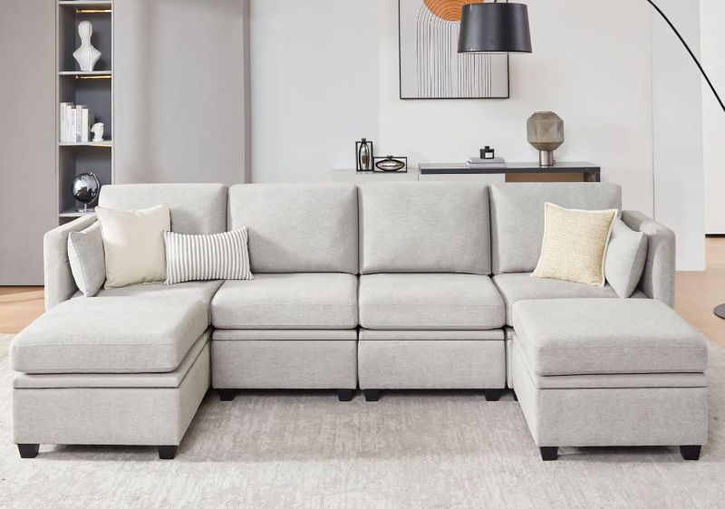 Photo 1 of ** This sofa is a part of a sectional set. However, due to shipping reasons, other boxes will be processed or already have been processed prior or once received. 

This box number currently unknown. **
 Modular Sectional Sofa with Storage, U Shaped Sectio