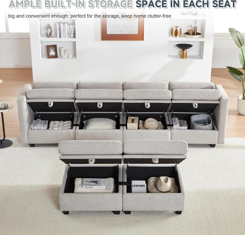 Photo 1 of ** This sofa is a part of a sectional set. However, due to shipping reasons, other boxes will be processed or already have been processed prior or once received. 

This box number currently unknown. **
 Modular Sectional Sofa with Storage, U Shaped Sectio
