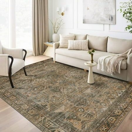 Photo 1 of **2-Pack Combo, 2 Area rugs total. **

KUETH Area Rug 6x9 Machine Washable Vintage Distressed Print Ultra-Thin Chenille Bedroom Living Room Accent Rug Low Pile Lightweight Non-Slip with Gr

