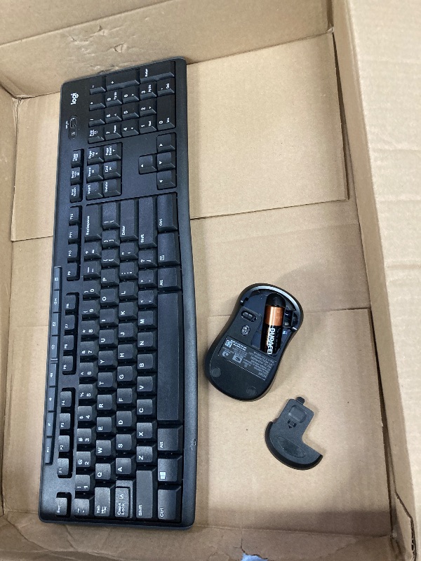 Photo 1 of **Does not have the USB in back if the mouse to connect to the computer monitor. See attached pictures **

Logitech MK270 Wireless Keyboard and Mouse Combo for Windows, 2.4 GHz, 8 Multimedia Keys, PC, Laptop, Wireless Keyboard Compact Mouse Combo - Black
