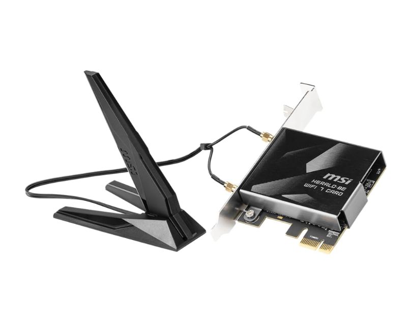 Photo 1 of **Item is out of original packing. **

MSI Herald-BE WI-FI 7 MAX (Wi-Fi 7, 802.11BE, Bluetooth 5.4, PCIe, Multi-Link Operation Technology, External Antenna)

